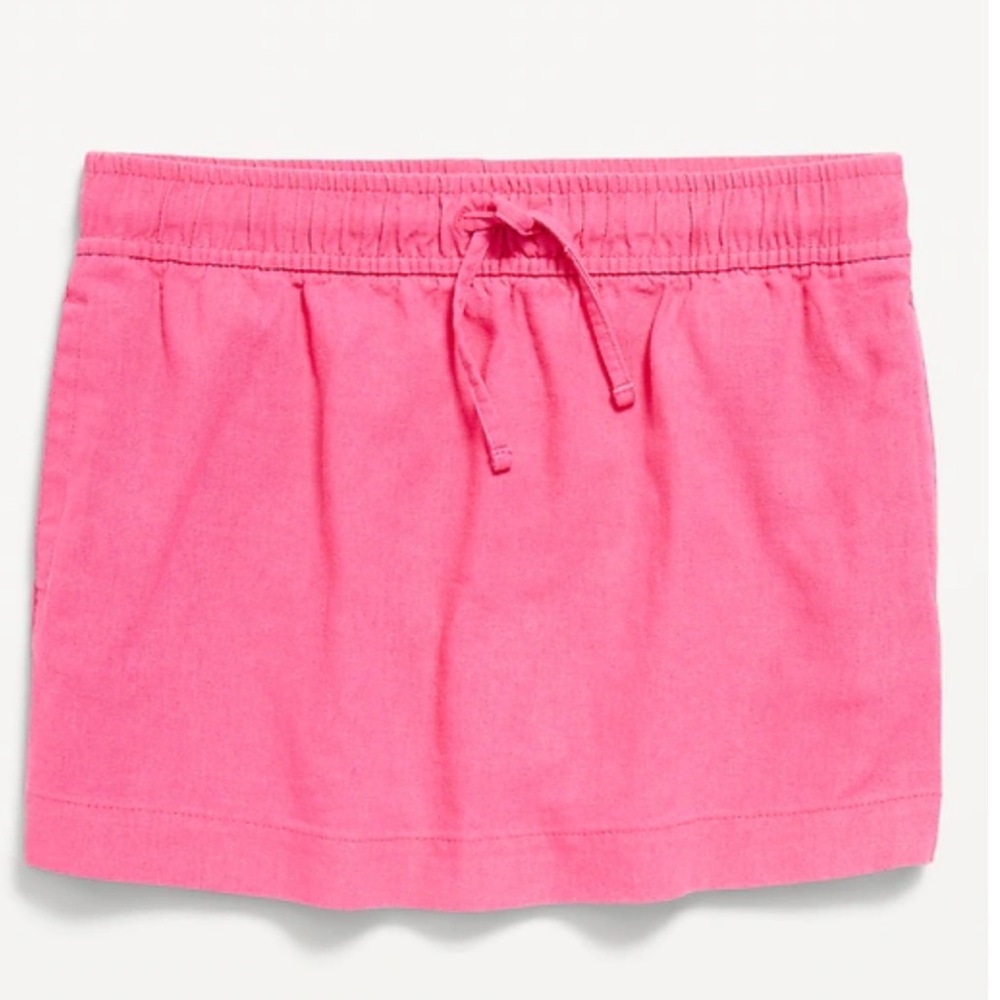 Old Navy Girls Pink Linen Blend Drawstring Skirt Size L 10/12 NWT